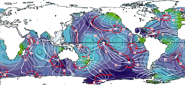 Lignes Codidales et points amphidromiques