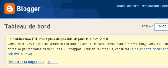 Service FTP de Blogger c’est fini !!